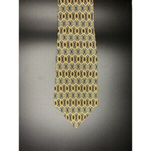 Vintage Chaps Ralph Lauren Silk Tie Green Geometric Made In USA 90s